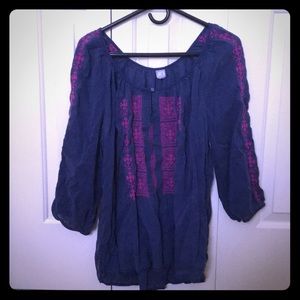 Size L Navy and pink Blouse with long sleeves